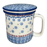 Mug, Tea Infuser Mug, 12 oz in "Snowflake Love" by Manufaktura | K073U-PS01