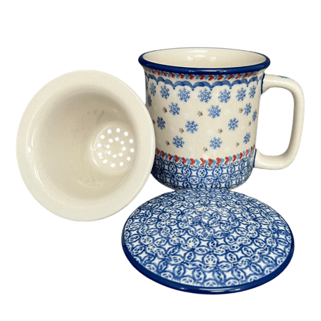 Mug, Tea Infuser Mug, 12 oz in "Snowflake Love" by Manufaktura | K073U-PS01