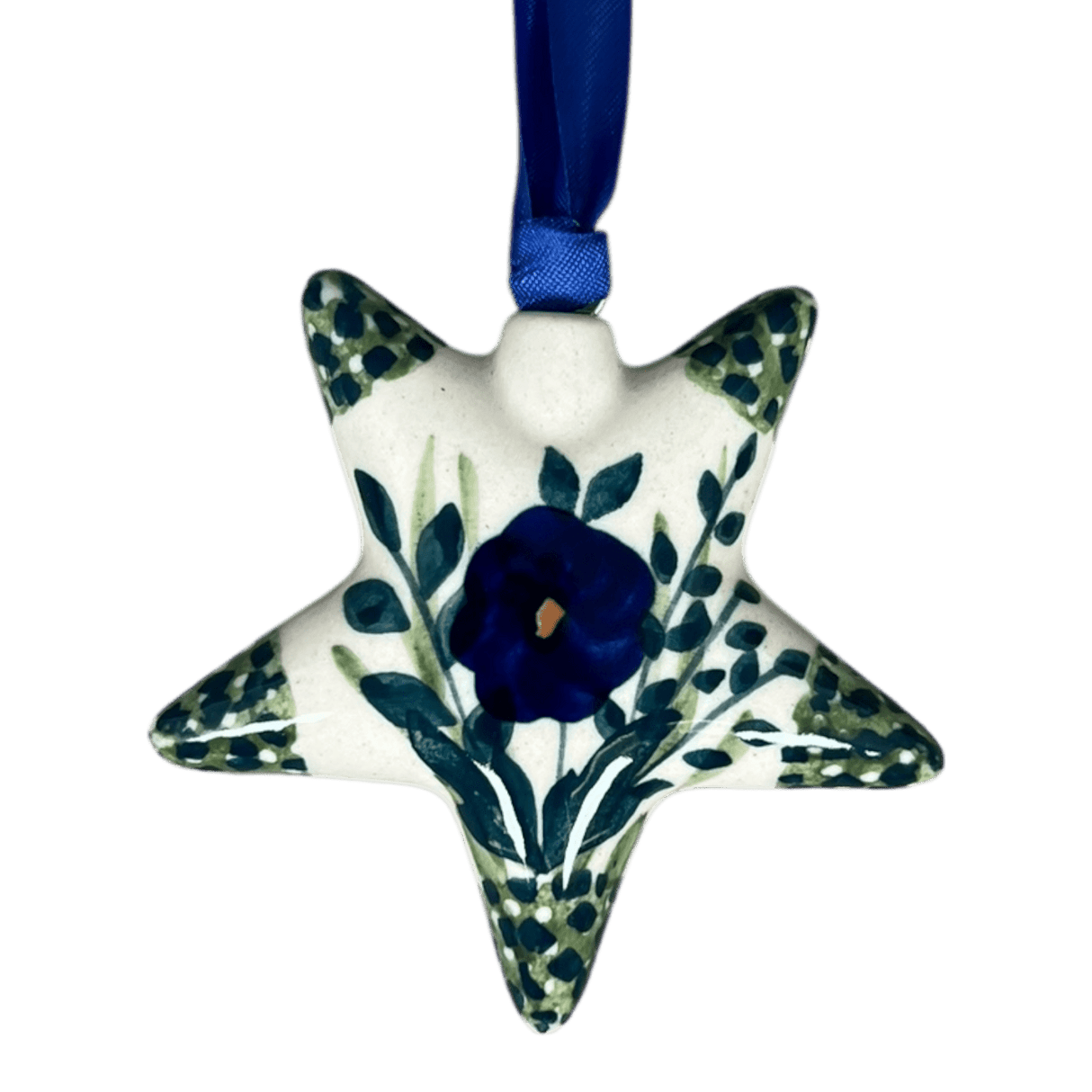 Ornament, Star, 3" in "Bouncing Blue Blossoms" by Manufaktura | K076U-IM03