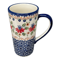 A picture of a Polish Pottery John's Mug (Mediterranean Blossoms) | K083S-P274 as shown at PolishPotteryOutlet.com/products/12-oz-johns-mug-mediterranean-blossoms-k083s-p274