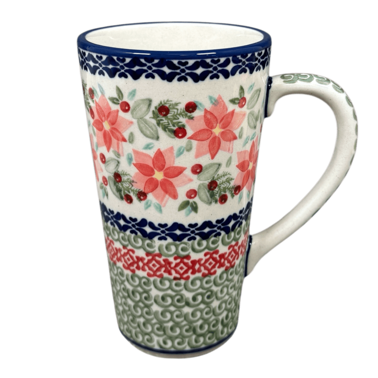 Mug, John's Mug, 12 oz in "Pink Poinsettia" by Manufaktura | K083S-PS14