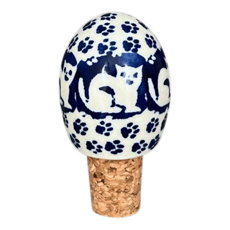 Wine Cork, Egg-Shaped, 2.75" in "Kitty Cat Path" by Manufaktura | K084T-KOT6