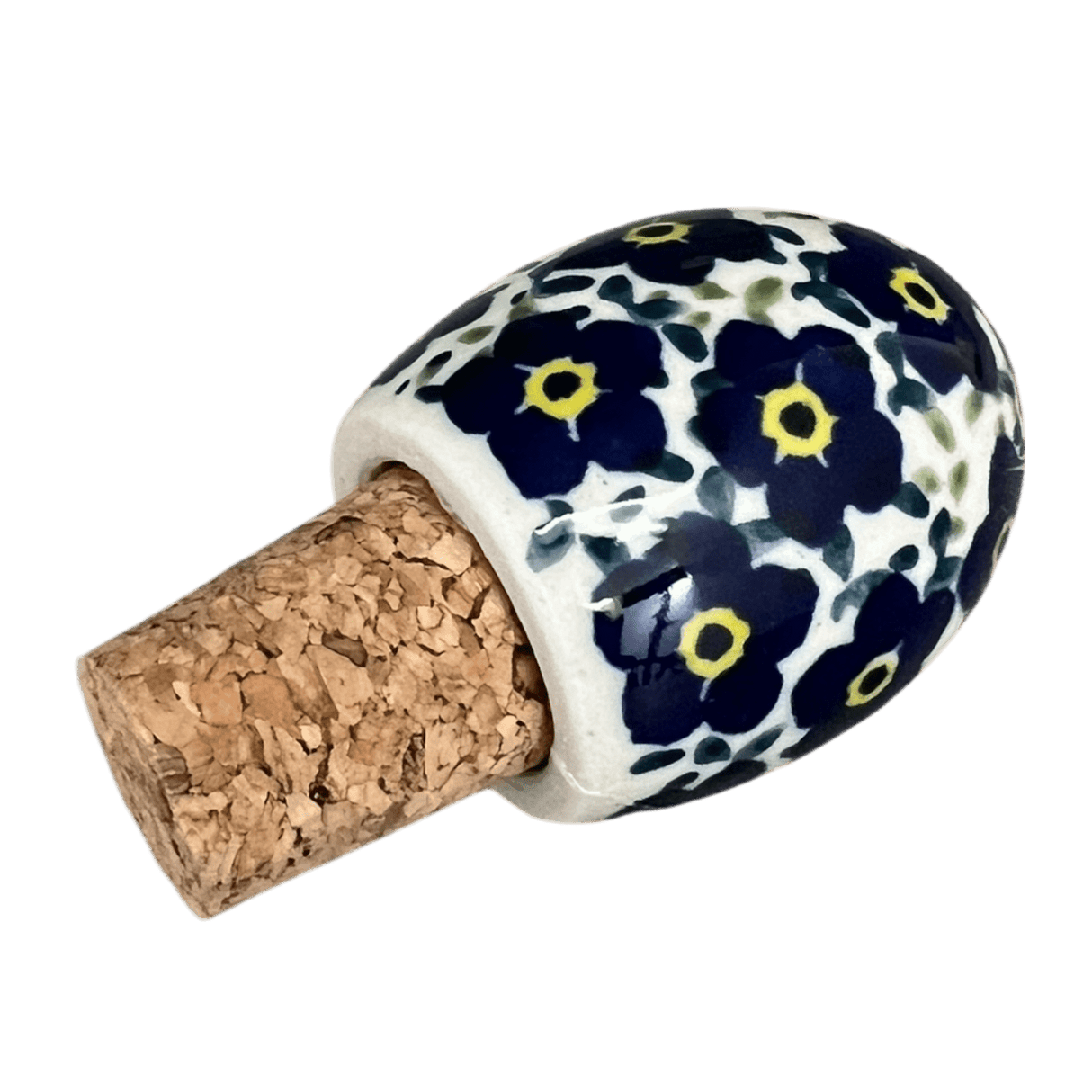 Wine Cork, Egg-Shaped, 2.75" in "Floral Revival Blue" by Manufaktura | K084U-MKOB