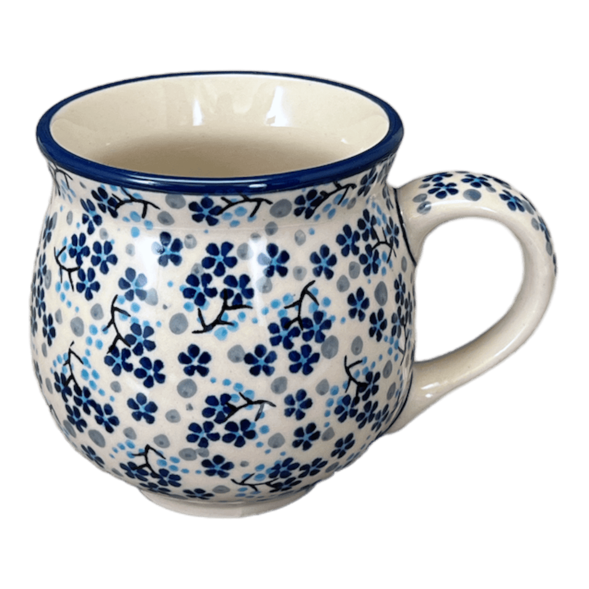 Mug, Belly Mug, 10oz Medium in "Scattered Blues" by Manufaktura | K090S-AS45