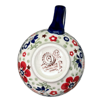 A picture of a Polish Pottery Medium Belly Mug (Full Bloom) | K090S-EO34 as shown at PolishPotteryOutlet.com/products/the-medium-belly-mug-full-bloom-k090s-eo34