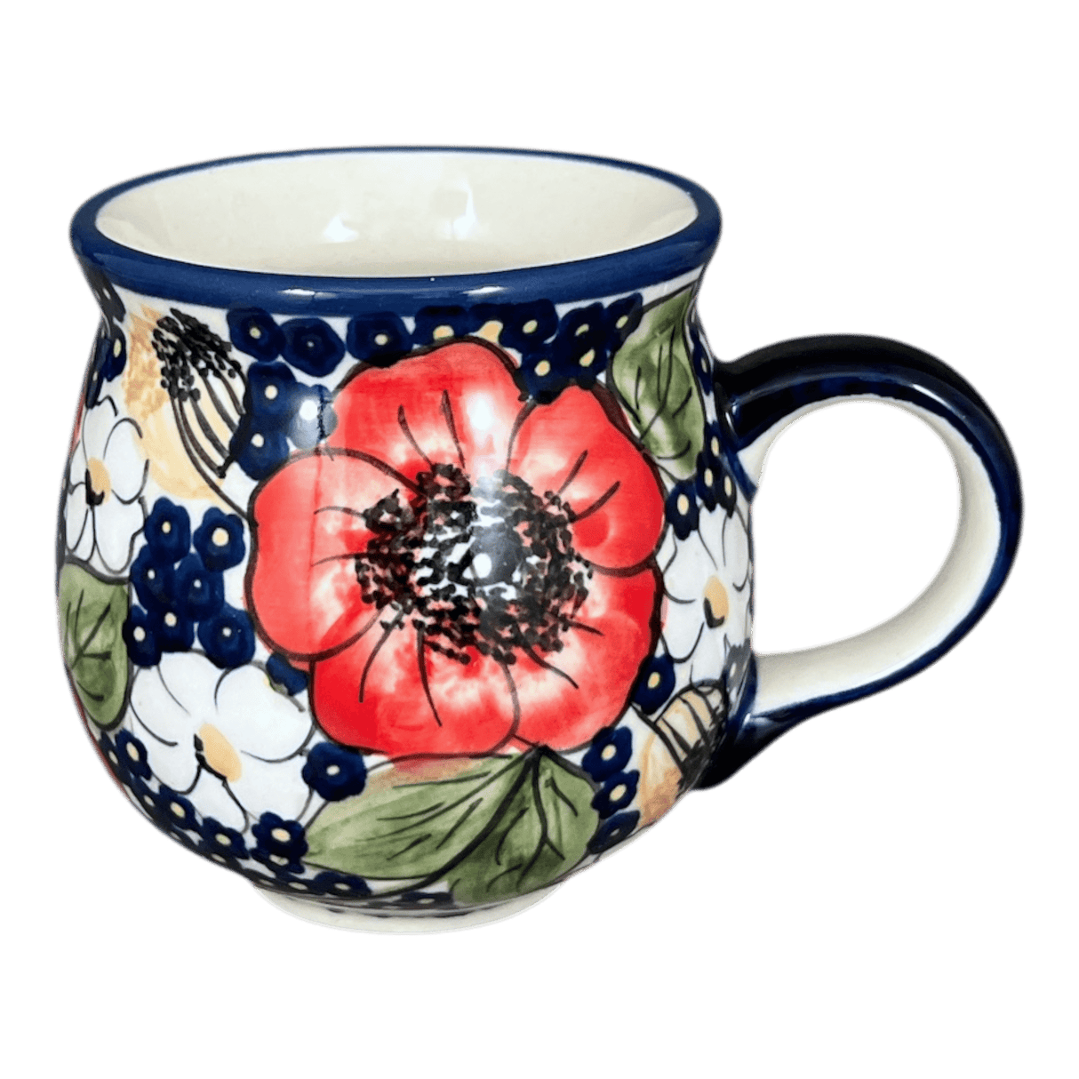 Mug, Belly Mug, 10oz Medium in "Poppies & Posies" by Manufaktura | K090S-IM02