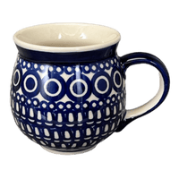 A picture of a Polish Pottery Medium Belly Mug (Gothic) | K090T-13 as shown at PolishPotteryOutlet.com/products/the-medium-belly-mug-gothic-k090t-13