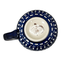 A picture of a Polish Pottery Medium Belly Mug (Gothic) | K090T-13 as shown at PolishPotteryOutlet.com/products/the-medium-belly-mug-gothic-k090t-13