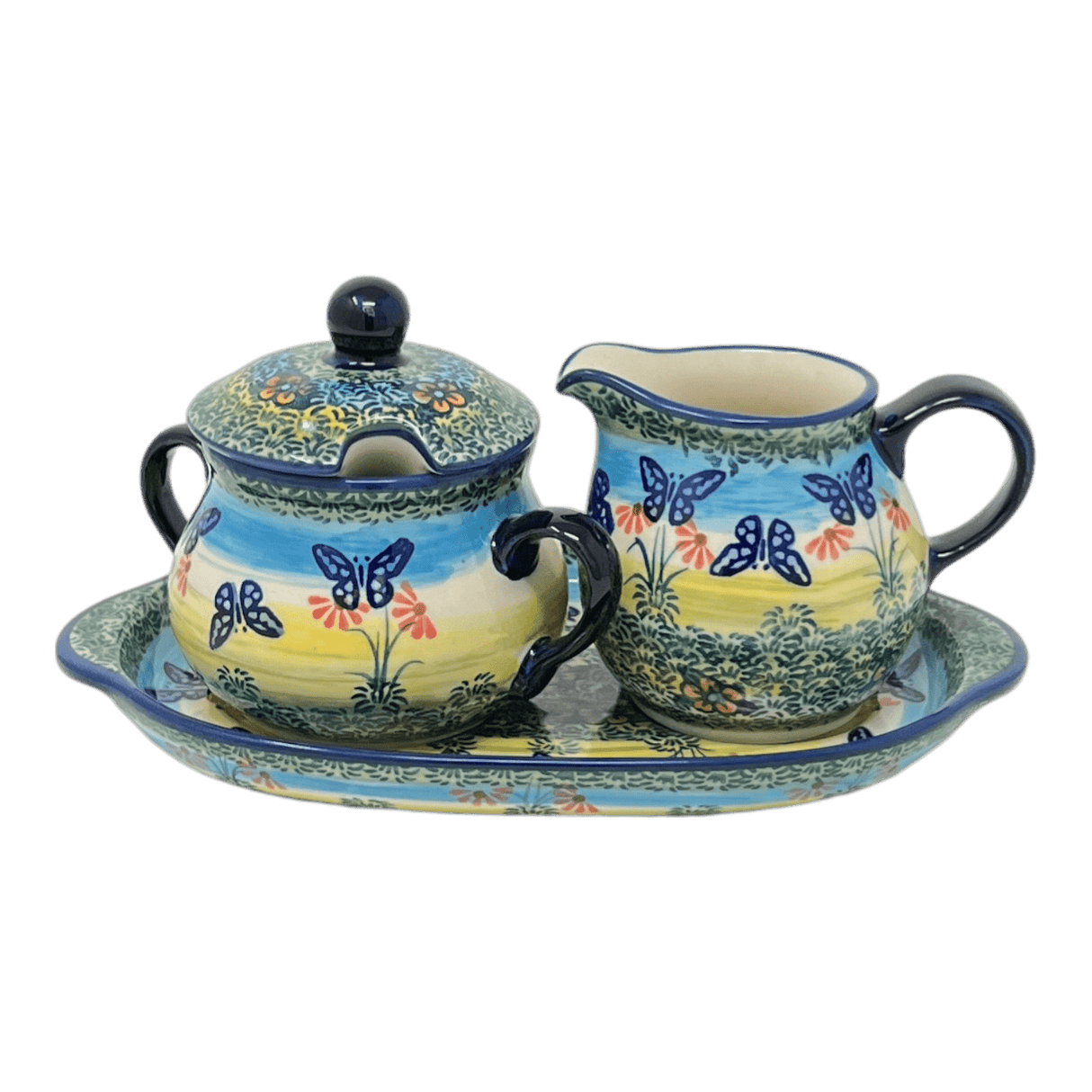 Cream & Sugar Set in "Butterflies in Flight" by Manufaktura | K091S-WKM