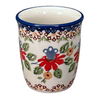 A picture of a Polish Pottery Wine Cup/Q-Tip Holder (Mediterranean Blossoms) | K100S-P274 as shown at PolishPotteryOutlet.com/products/wine-cup-q-tip-holder-mediterranean-blossoms-k100s-p274