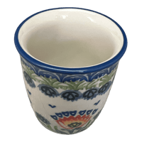 A picture of a Polish Pottery Wine Cup/Q-Tip Holder (Floral Fans) | K100S-P314 as shown at PolishPotteryOutlet.com/products/wine-cup-q-tip-holder-floral-fans-k100s-p314