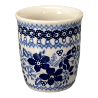 A picture of a Polish Pottery Wine Cup/Q-Tip Holder (Duet in Blue) | K100S-SB01 as shown at PolishPotteryOutlet.com/products/wine-cup-q-tip-holder-duet-in-blue-k100s-sb01