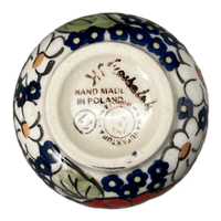 A picture of a Polish Pottery 6 oz. Wine Cup (Poppies & Posies) | K111S-IM02 as shown at PolishPotteryOutlet.com/products/wine-cup-poppies-posies-k111s-im02