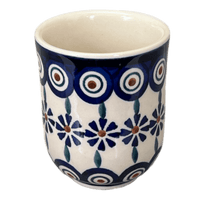 A picture of a Polish Pottery 6 oz. Wine Cup (Floral Peacock) | K111T-54KK as shown at PolishPotteryOutlet.com/products/wine-cup-floral-peacock-k111t-54kk