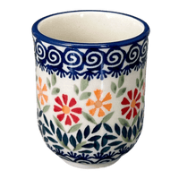 A picture of a Polish Pottery 6 oz. Wine Cup (Flower Power) | K111T-JS14 as shown at PolishPotteryOutlet.com/products/wine-cup-flower-power-k111t-js14