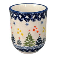 A picture of a Polish Pottery 6 oz. Wine Cup (Festive Forest) | K111U-INS6 as shown at PolishPotteryOutlet.com/products/wine-cup-festive-forest-k111u-ins6