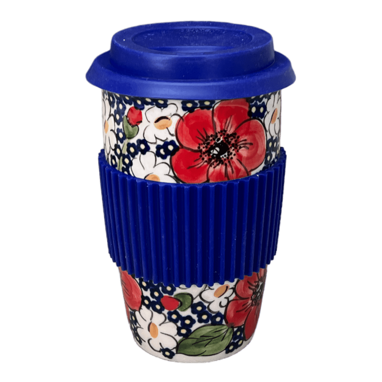 Mug, Travel, 14 oz in "Poppies & Posies" by Manufaktura | K115S-IM02