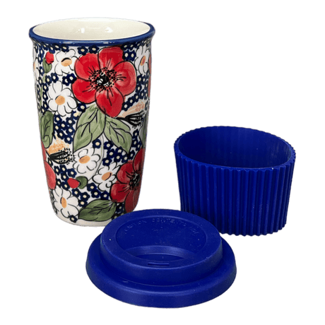 Mug, Travel, 14 oz in "Poppies & Posies" by Manufaktura | K115S-IM02