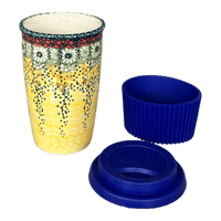 A picture of a Polish Pottery Travel Mug (Sunshine Grotto) | K115S-WK52 as shown at PolishPotteryOutlet.com/products/travel-mug-sunshine-grotto-k115s-wk52