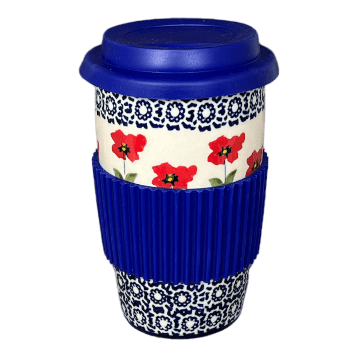 Mug, Travel, 14 oz in "Poppy Garden" by Manufaktura | K115T-EJ01