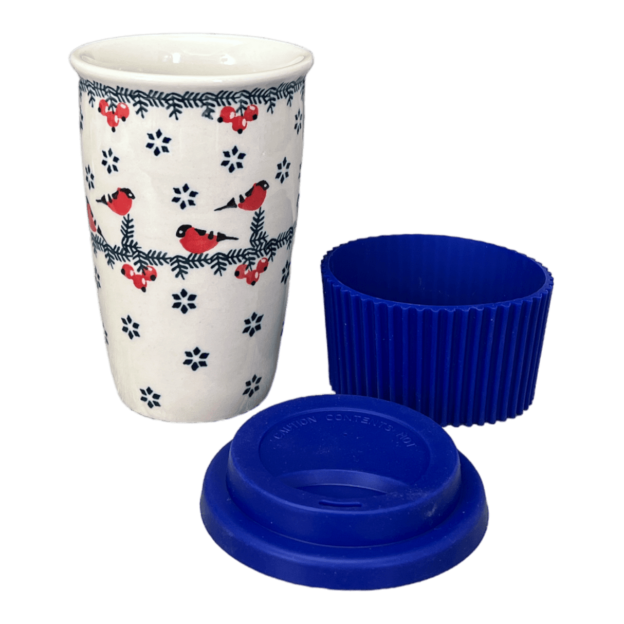 Mug, Travel, 14 oz in "Red Bird" by Manufaktura | K115T-GILE