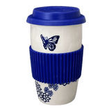 Mug, Travel, 14 oz in "Butterfly Garden" by Manufaktura | K115T-MOT1