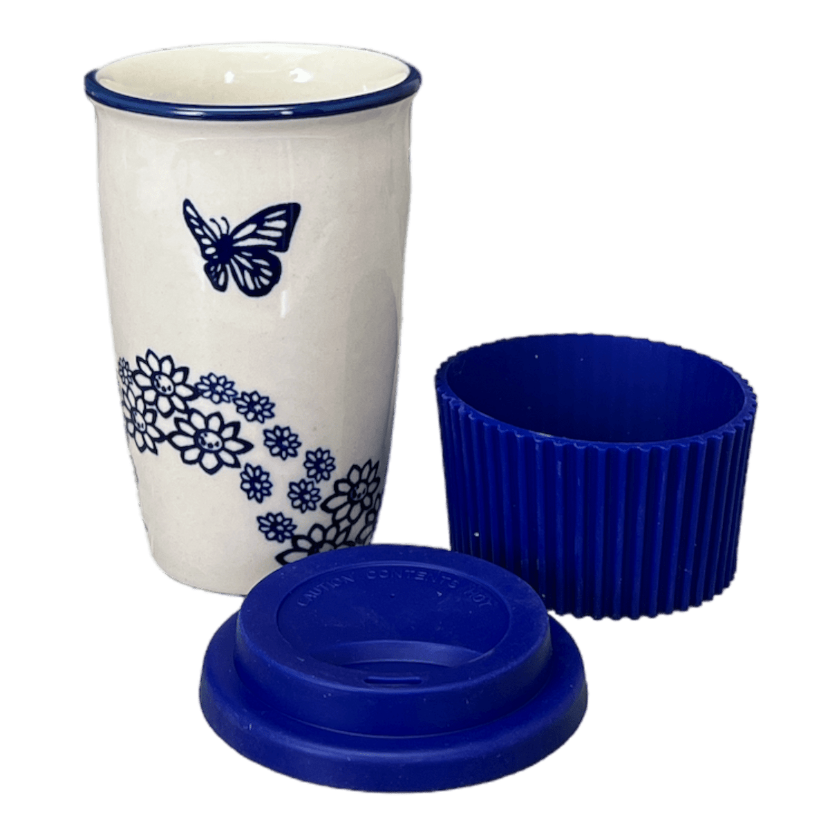 Mug, Travel, 14 oz in "Butterfly Garden" by Manufaktura | K115T-MOT1