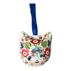 Polish Pottery Cat Head Ornament (Poppy Persuasion) | K142S-P265 Additional Image at PolishPotteryOutlet.com