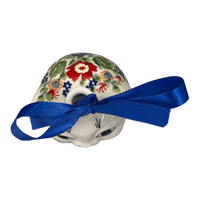 A picture of a Polish Pottery Cat Head Ornament (Poppy Persuasion) | K142S-P265 as shown at PolishPotteryOutlet.com/products/cat-head-ornament-poppy-persuasion-k142s-p265