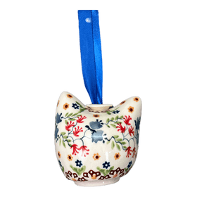 Polish Pottery Cat Head Ornament (Wildflower Delight) | K142S-P273 Additional Image at PolishPotteryOutlet.com