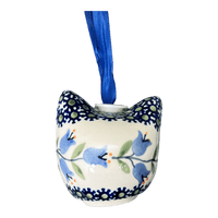 A picture of a Polish Pottery Cat Head Ornament (Lily of the Valley) | K142T-ASD as shown at PolishPotteryOutlet.com/products/cat-head-ornament-lily-of-the-valley-k142t-asd