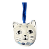Polish Pottery Cat Head Ornament (Reindeer Games) | K142T-BL07 at PolishPotteryOutlet.com