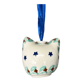 Polish Pottery Cat Head Ornament (Starry Wreath) | K142T-PZG Additional Image at PolishPotteryOutlet.com