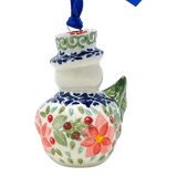 Ornament, Snowman with Tree, 2" in "Pink Poinsettia" by Manufaktura | K143S-PS14