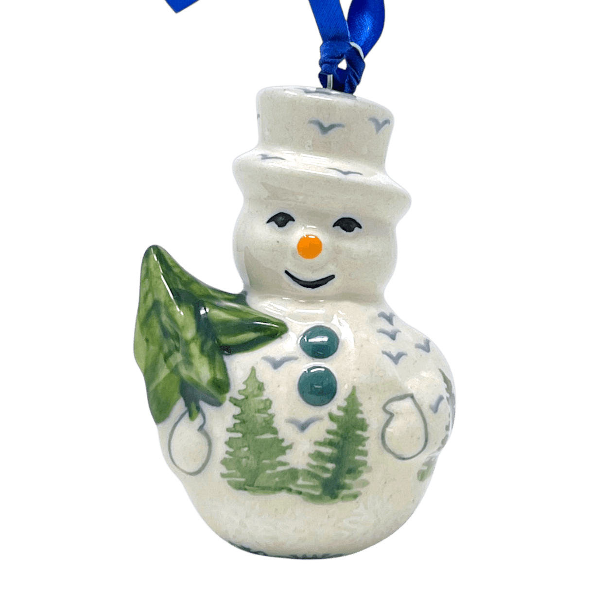 Ornament, Snowman with Tree, 2" in "Pine Forest" by Manufaktura | K143S-PS29