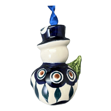 Ornament, Snowman with Tree, 2" in "Peacock" by Manufaktura | K143T-54