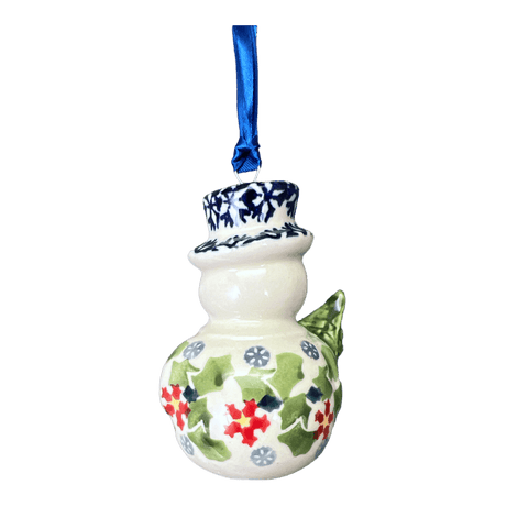 Ornament, Snowman with Tree, 2" in "Holly In Bloom" by Manufaktura | K143T-IN13
