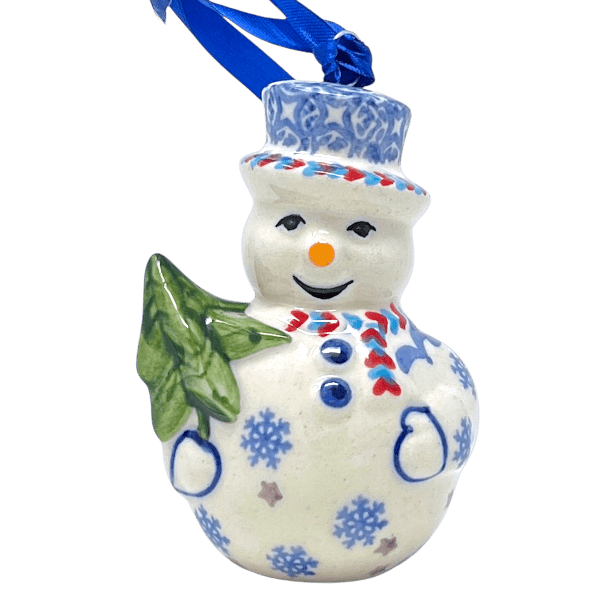 Ornament, Snowman with Tree, 2" in "Snowflake Love" by Manufaktura | K143U-PS01