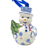 Ornament, Snowman with Tree, 2" in "Snowflake Love" by Manufaktura | K143U-PS01