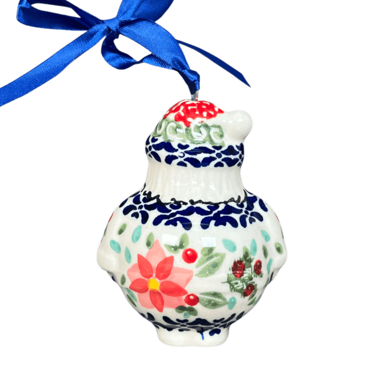 Ornament, Santa, 2.5" in "Pink Poinsettia" by Manufaktura | K144S-PS14