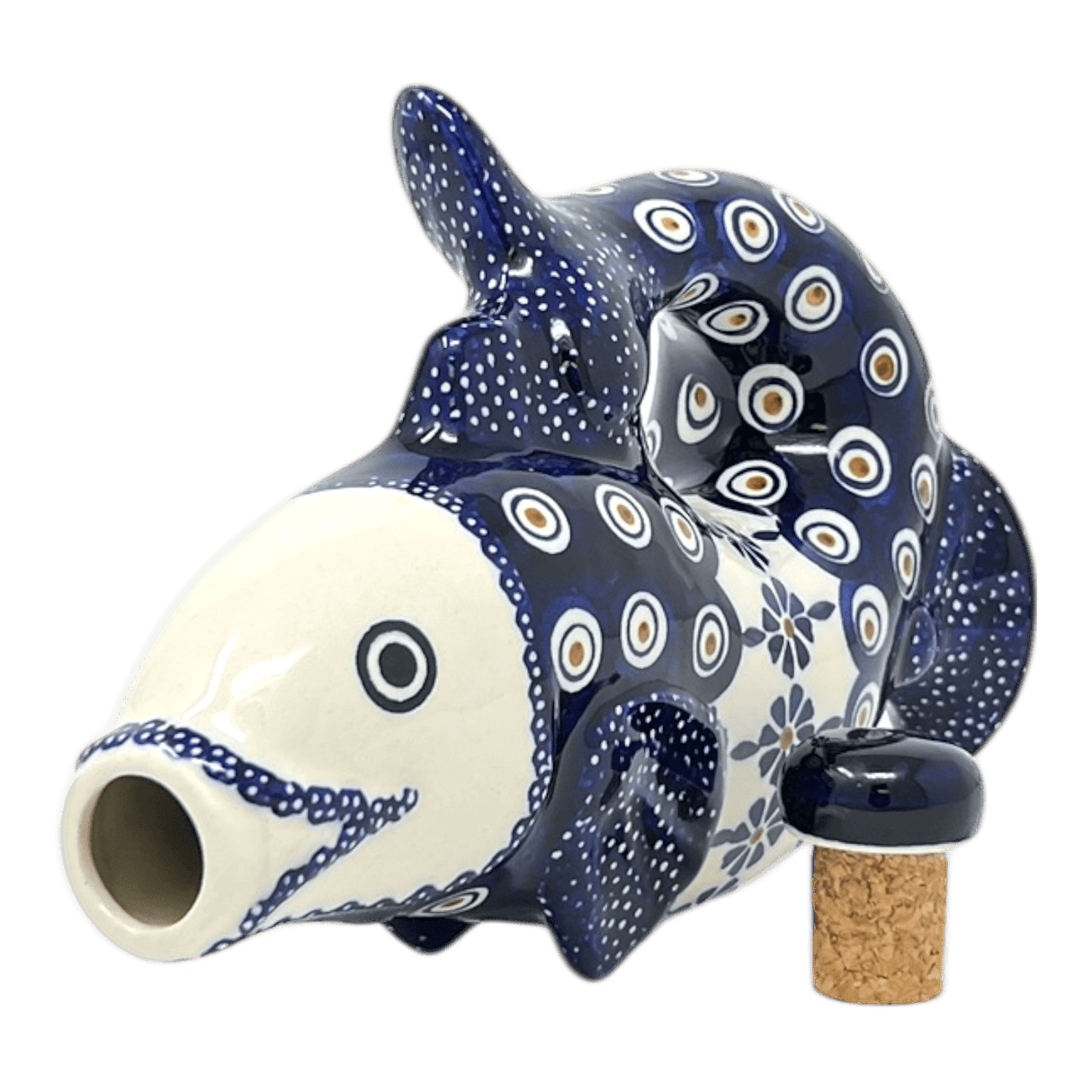 Carafe, Fish-Shaped 25 oz in "Floral Peacock" by Manufaktura | K149T-54KK