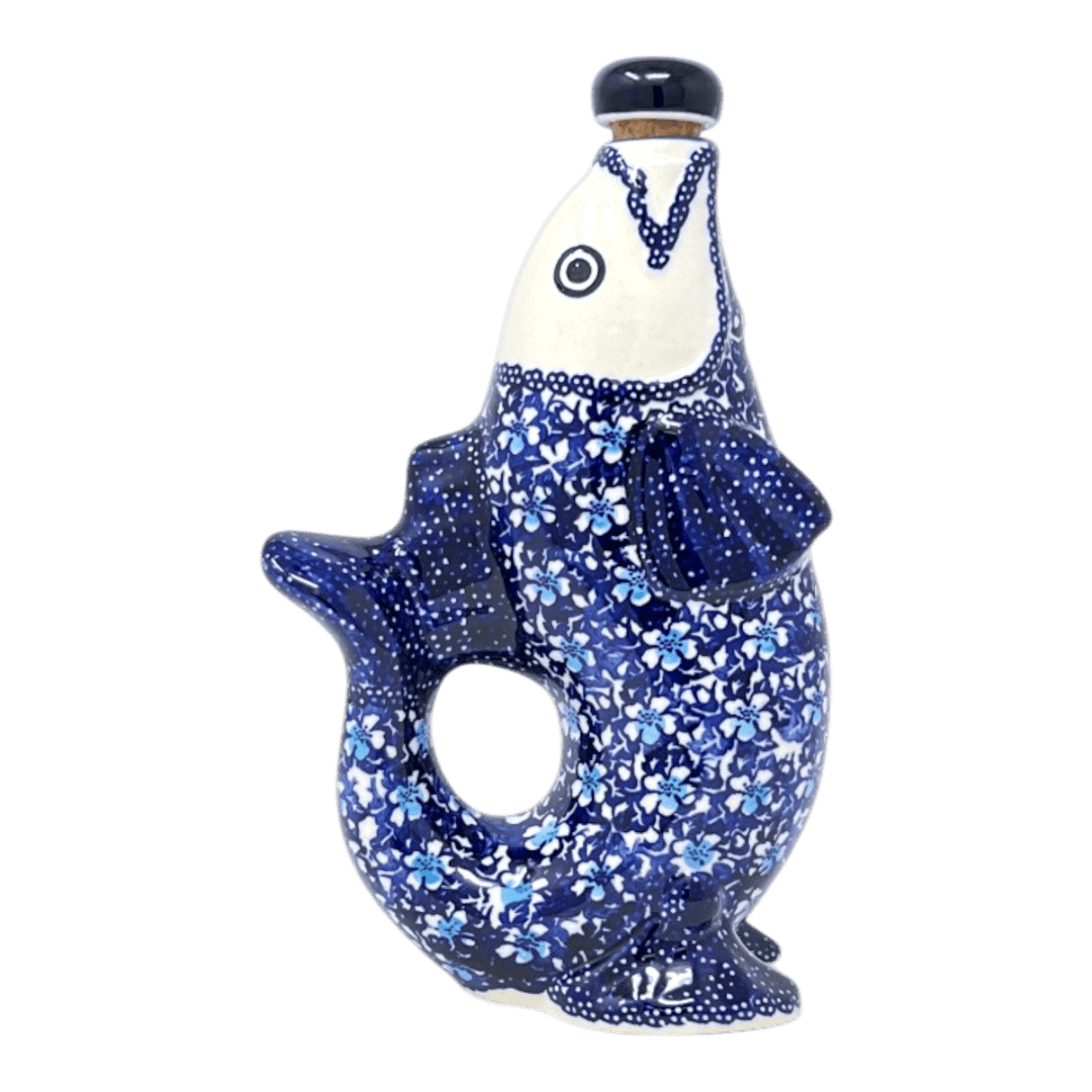 Carafe, Fish-Shaped 25 oz in "Blue on Blue" by Manufaktura | K149T-J109