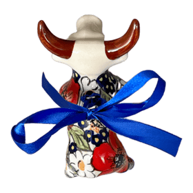 Polish Pottery Bull Ornament (Poppies & Posies) | K167S-IM02 Additional Image at PolishPotteryOutlet.com