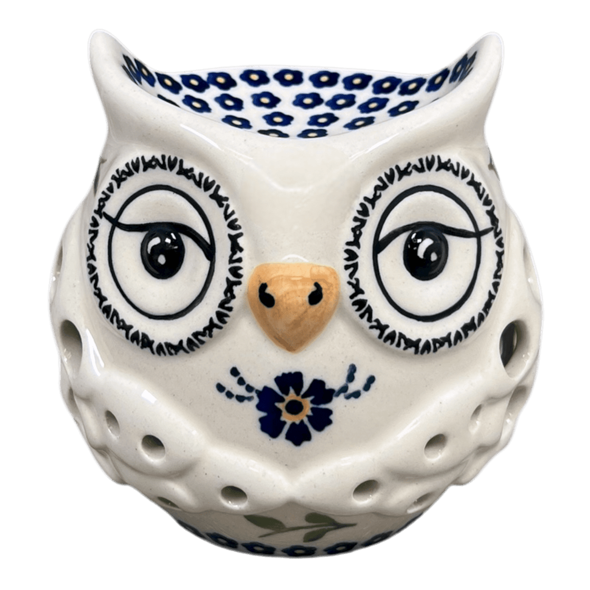 Luminary, Owl in "Blue Clematis" by Manufaktura | L010U-VB03