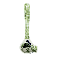 A picture of a Polish Pottery Gravy Ladle (Bunny Love) | L015T-P324 as shown at PolishPotteryOutlet.com/products/gravy-ladle-bunny-love