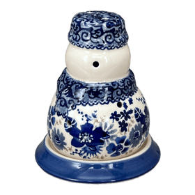 Polish Pottery Snowman Luminary (Blue Life) | L026S-EO39 Additional Image at PolishPotteryOutlet.com