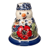 Polish Pottery Snowman Luminary (Poppies & Posies) | L026S-IM02 at PolishPotteryOutlet.com