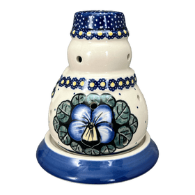 Polish Pottery Snowman Luminary (Pansies) | L026S-JZB Additional Image at PolishPotteryOutlet.com