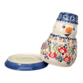 Polish Pottery Snowman Luminary (Poppy Persuasion) | L026S-P265 Additional Image at PolishPotteryOutlet.com