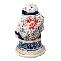 A picture of a Polish Pottery Santa Luminary (Ruby Bouquet) | L030S-DPCS as shown at PolishPotteryOutlet.com/products/santa-luminary-ruby-bouquet-l030s-dpcs